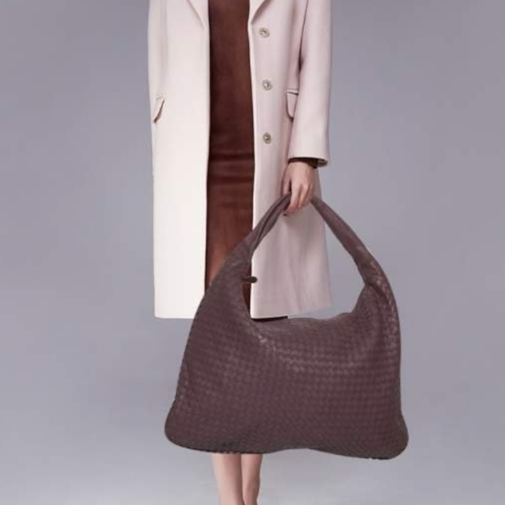 Bottega Veneta Large Hobo Intrecciato Napa Brown Leather Shoulder Bag